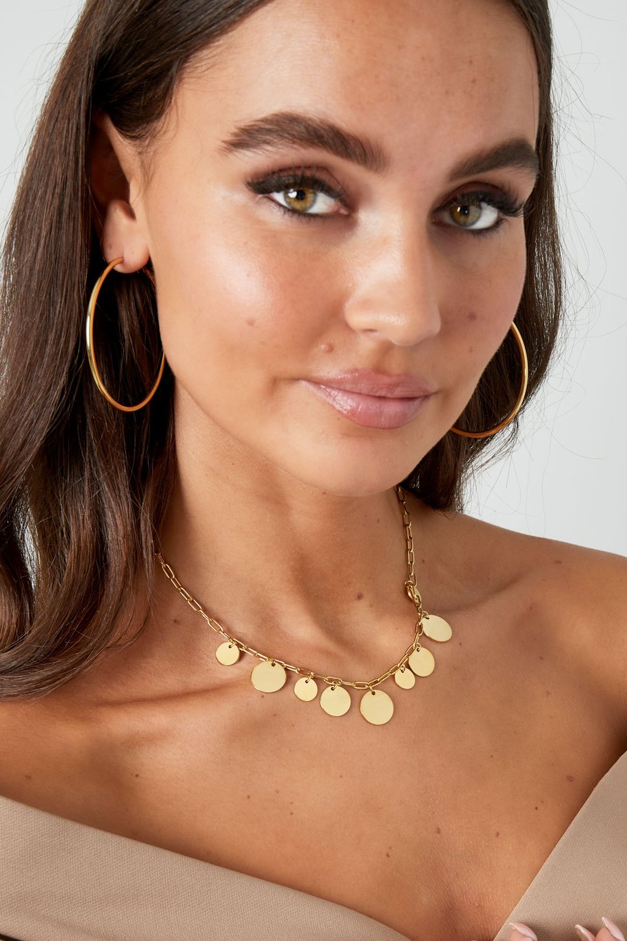 Gliederkette mit Kreisen – Goldfarbe - Goldfarbefarbe Bild2